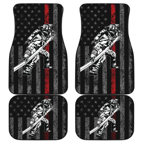 Firefighter Gift American Flag Thin Red Line Fireman Car Floor Mats