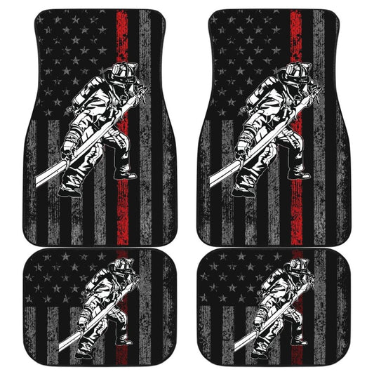 Firefighter Gift American Flag Thin Red Line Fireman Car Floor Mats