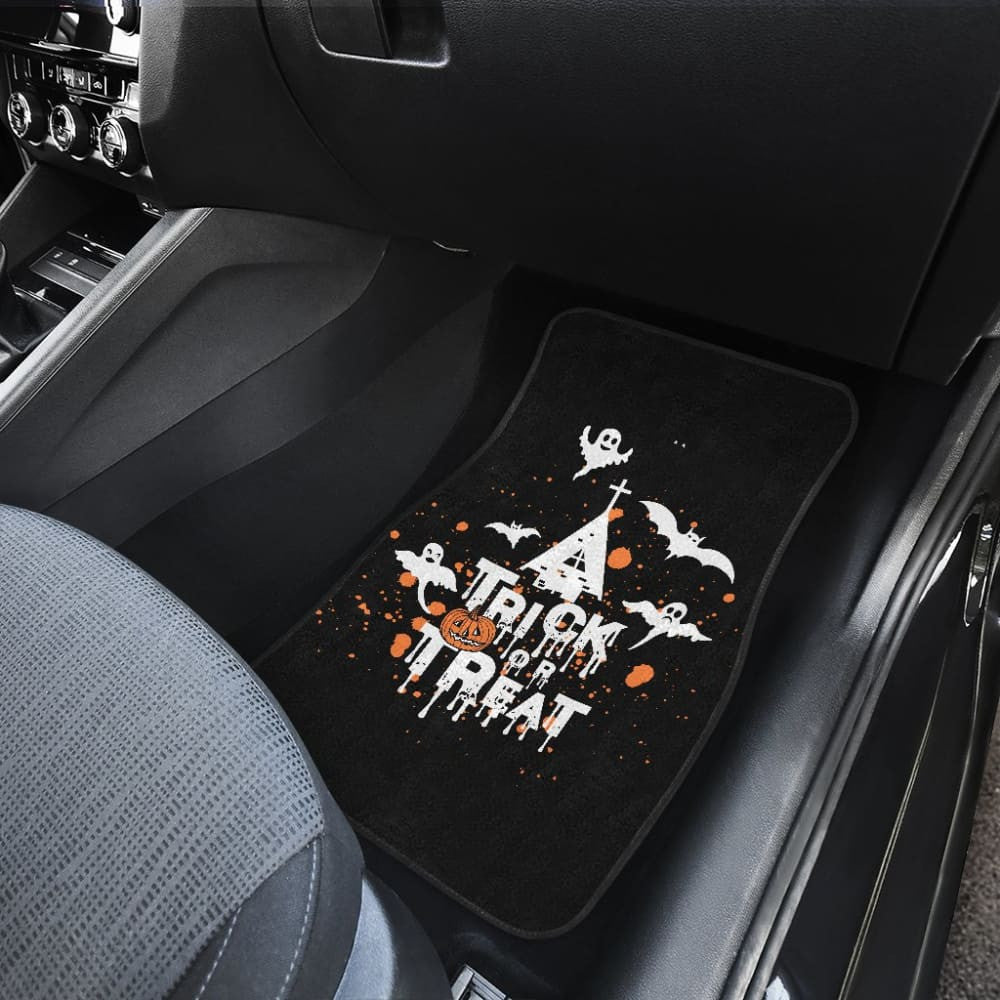 White Orange Trick or Treat Halloween Car Floor Mats