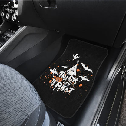 White Orange Trick or Treat Halloween Car Floor Mats