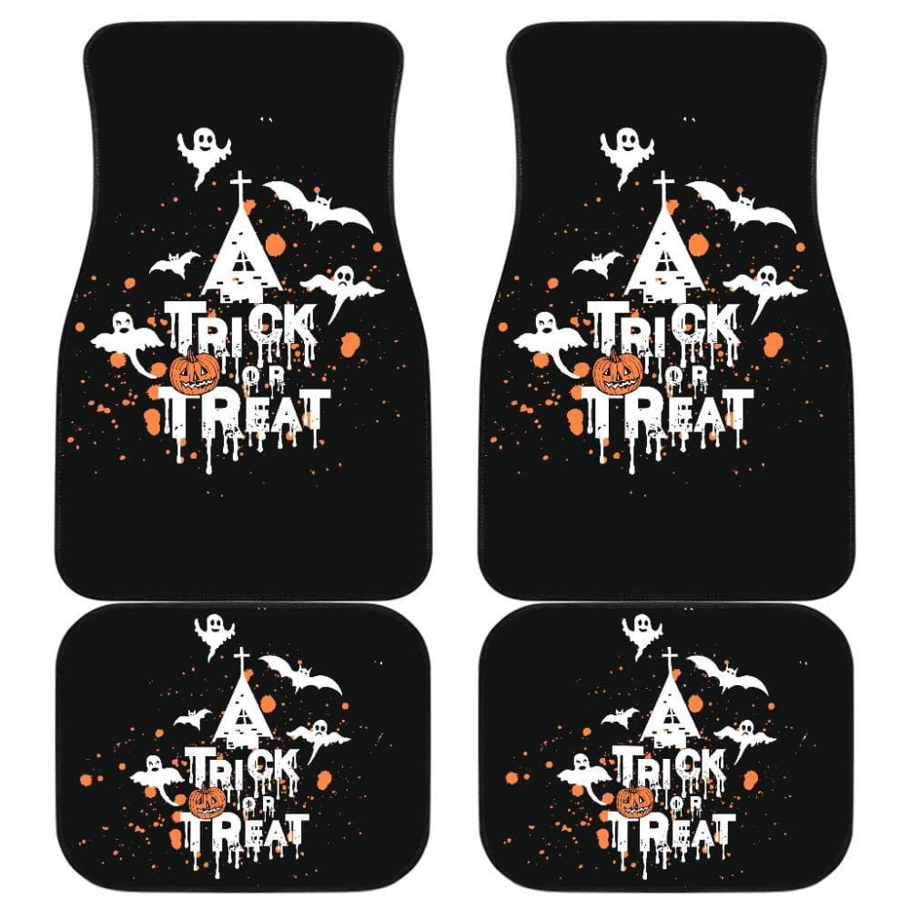 White Orange Trick or Treat Halloween Car Floor Mats