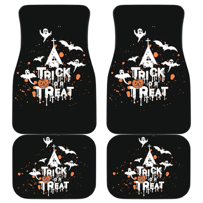 White Orange Trick or Treat Halloween Car Floor Mats