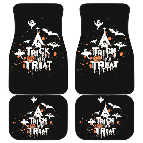 White Orange Trick or Treat Halloween Car Floor Mats