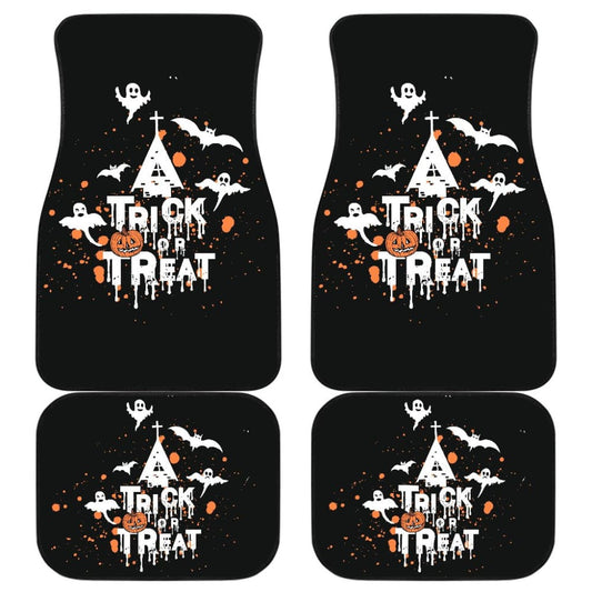 White Orange Trick or Treat Halloween Car Floor Mats