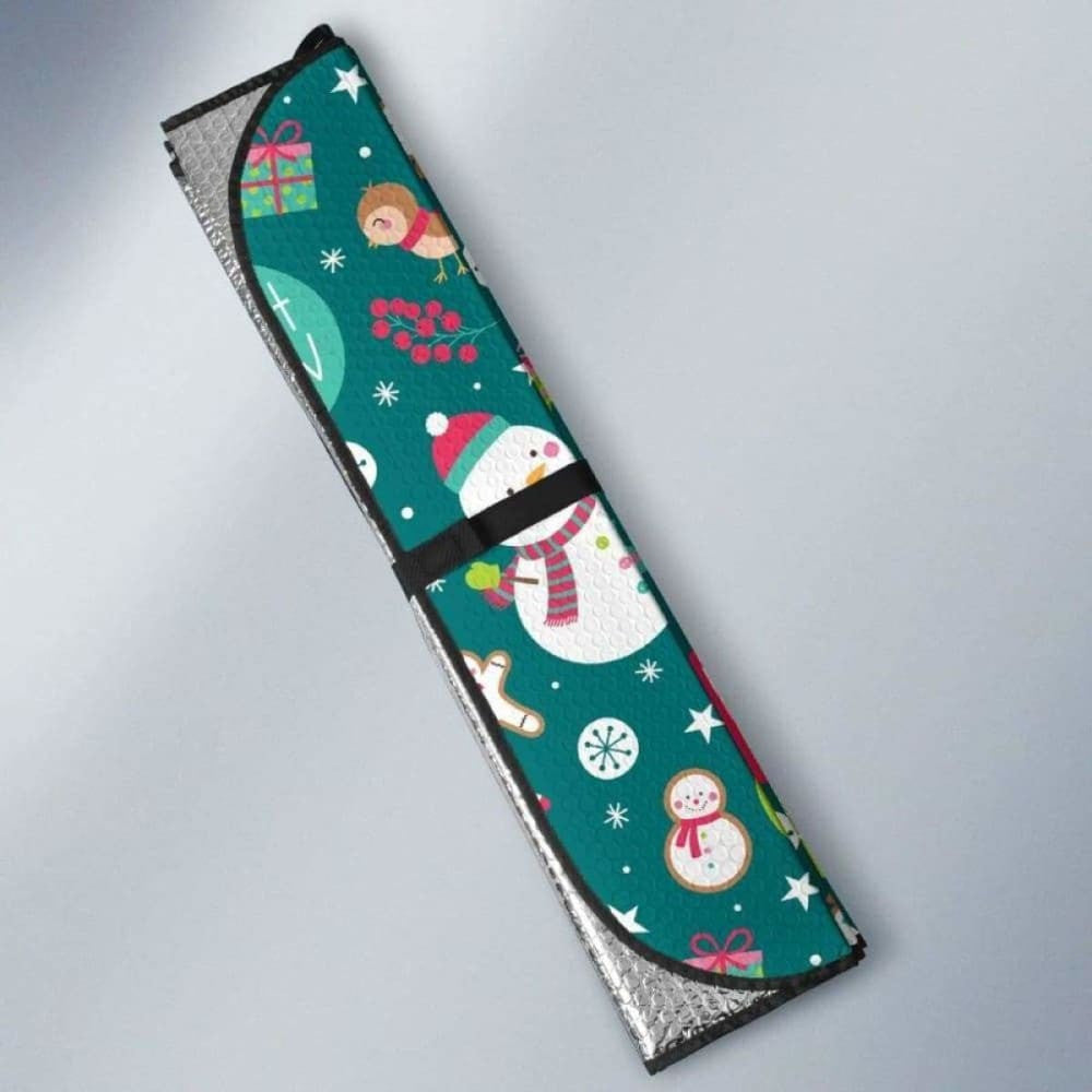 Snowman Bird Decorative Elements Christmas Pattern Car Auto Sun Shades