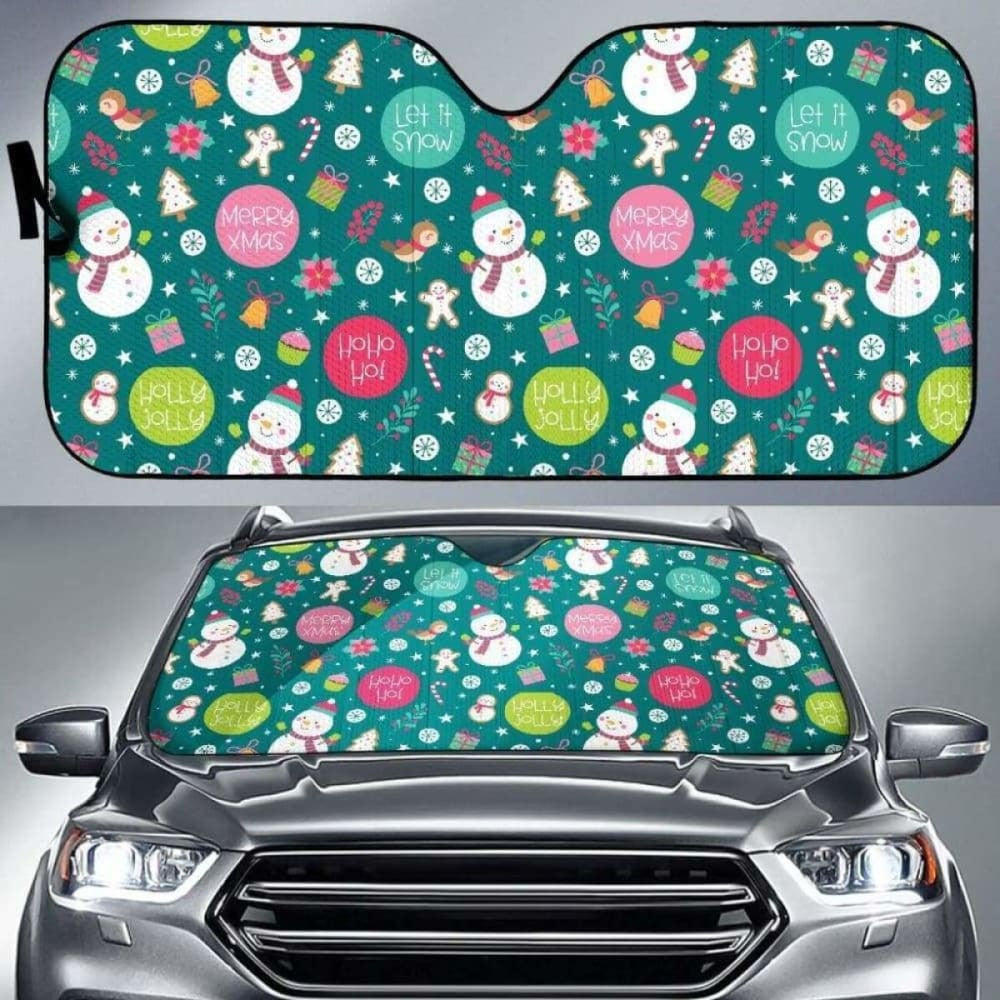 Snowman Bird Decorative Elements Christmas Pattern Car Auto Sun Shades
