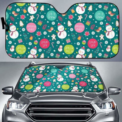 Snowman Bird Decorative Elements Christmas Pattern Car Auto Sun Shades