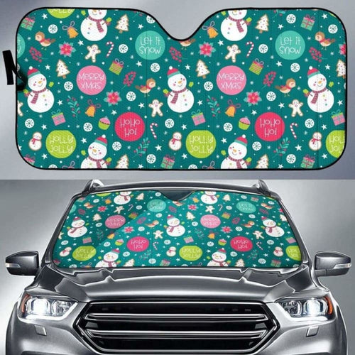 Snowman Bird Decorative Elements Christmas Pattern Car Auto Sun Shades