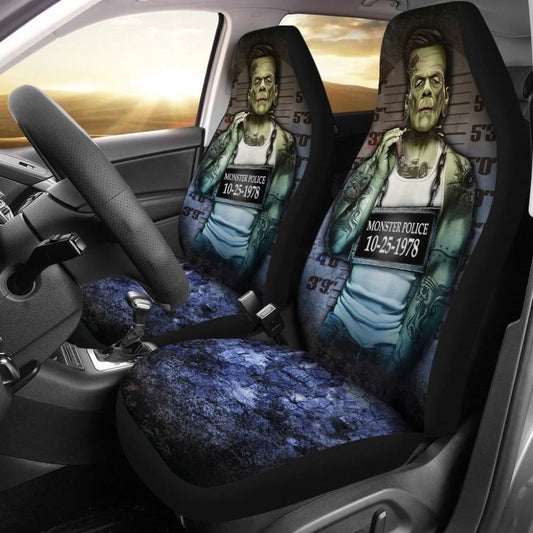 Frankenstein Car Seat Covers Custom Police Wanted Car Decoration