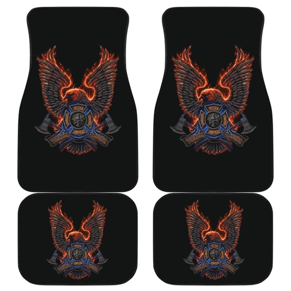 Volunteer Firefighter Fire and Rescue, Courage, Honor Custom Eagle Car Floor Mats