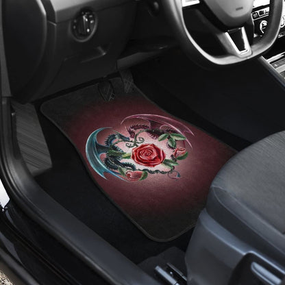 Sweet Love Dragons, Roses And Heart Car Floor Mats