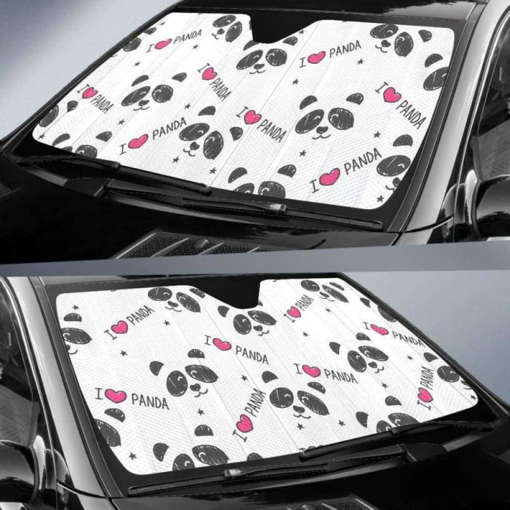 Hand Drawn Faces Of Pandas Pattern Car Auto Sun Shades