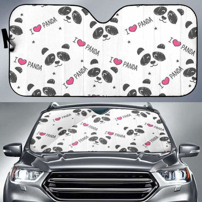 Hand Drawn Faces Of Pandas Pattern Car Auto Sun Shades