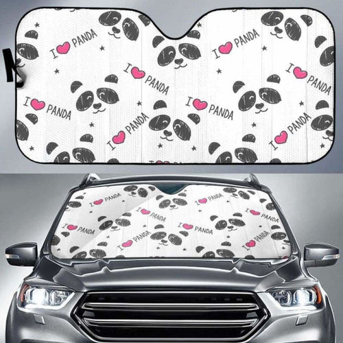 Hand Drawn Faces Of Pandas Pattern Car Auto Sun Shades