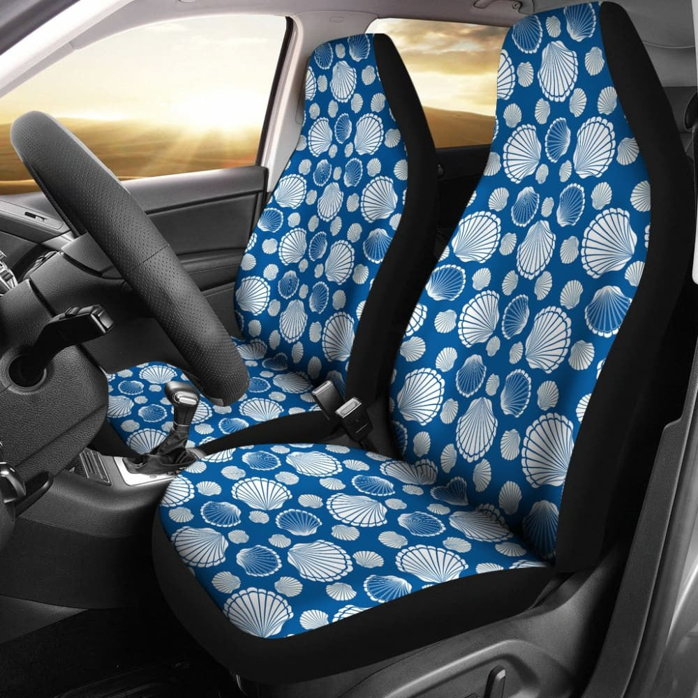 Beach Sea Shell Blue Print Universal Fit Car Seat Covers