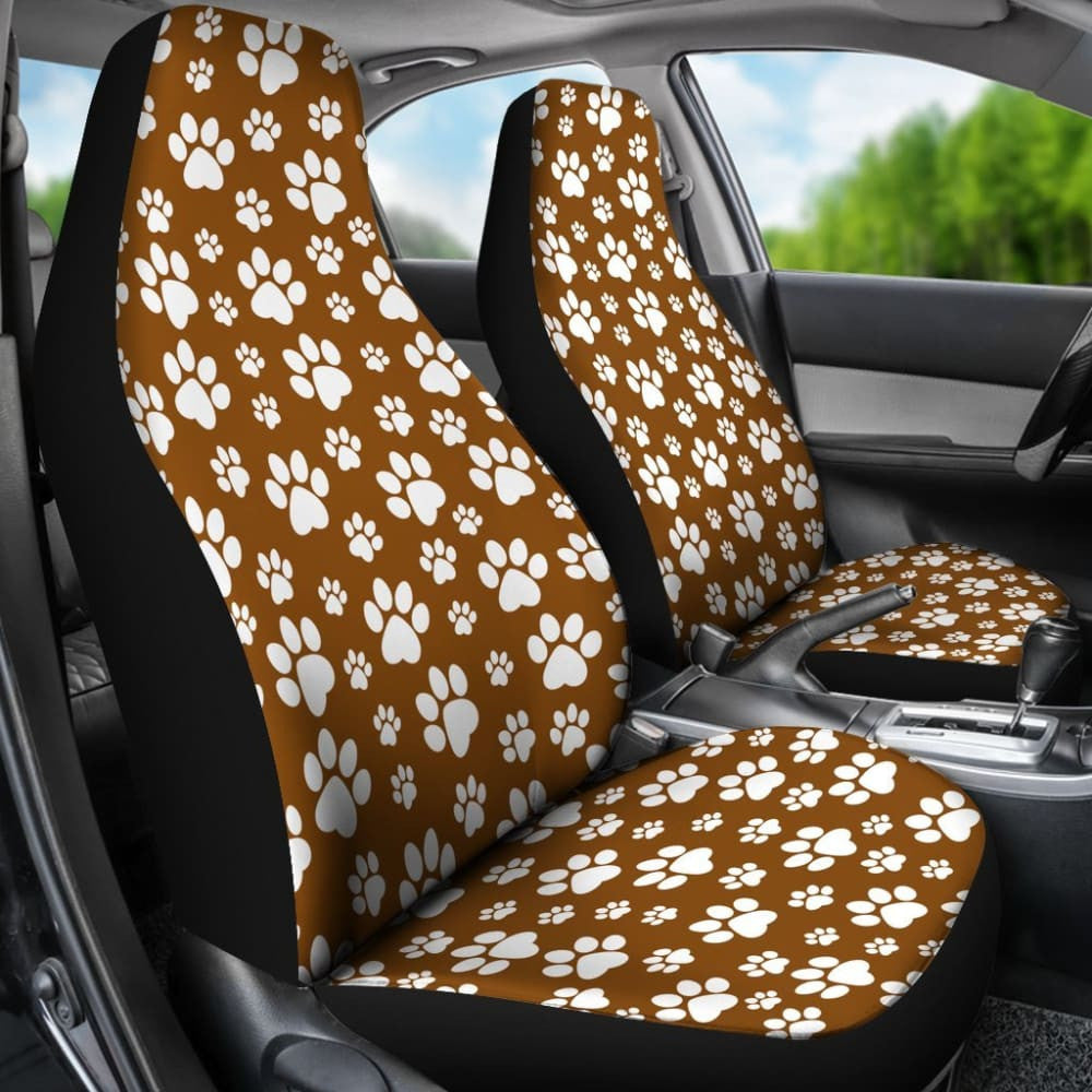 Paw Print Car Seat Covers Brown
