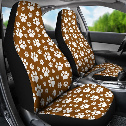 Paw Print Car Seat Covers Brown