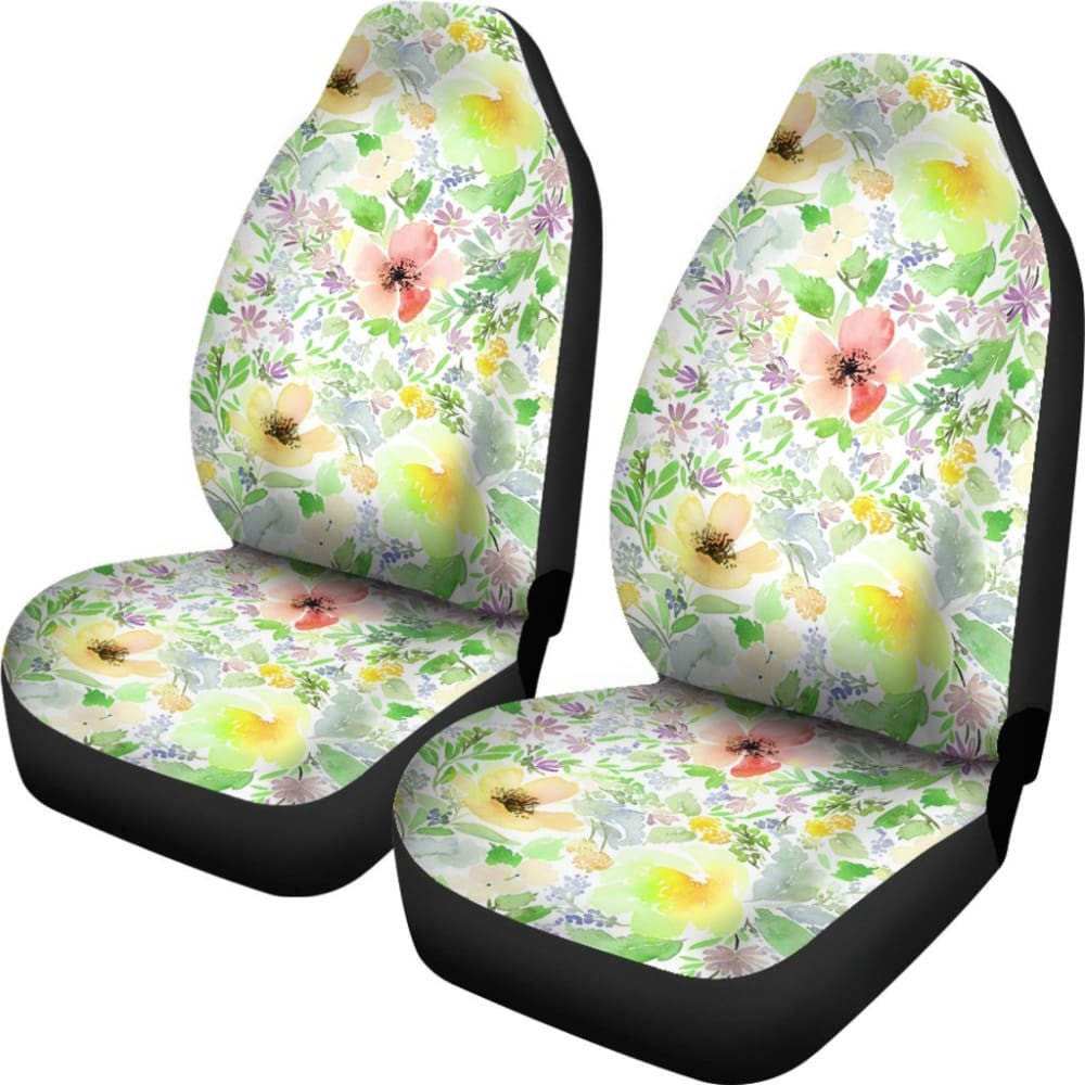 Colorful Green Watercolor Floral Car Seat Covers