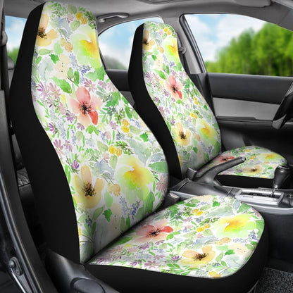 Colorful Green Watercolor Floral Car Seat Covers