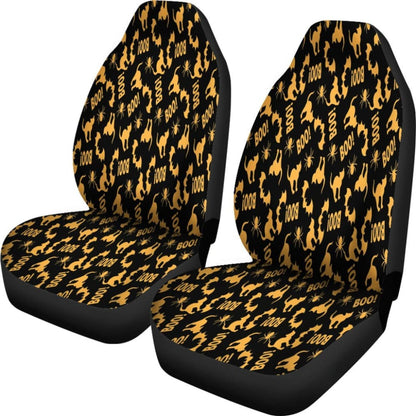 Trick Or Treat Black Orange Cat Boo Car Seat Covers