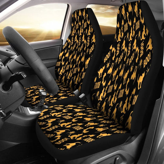 Trick Or Treat Black Orange Cat Boo Car Seat Covers