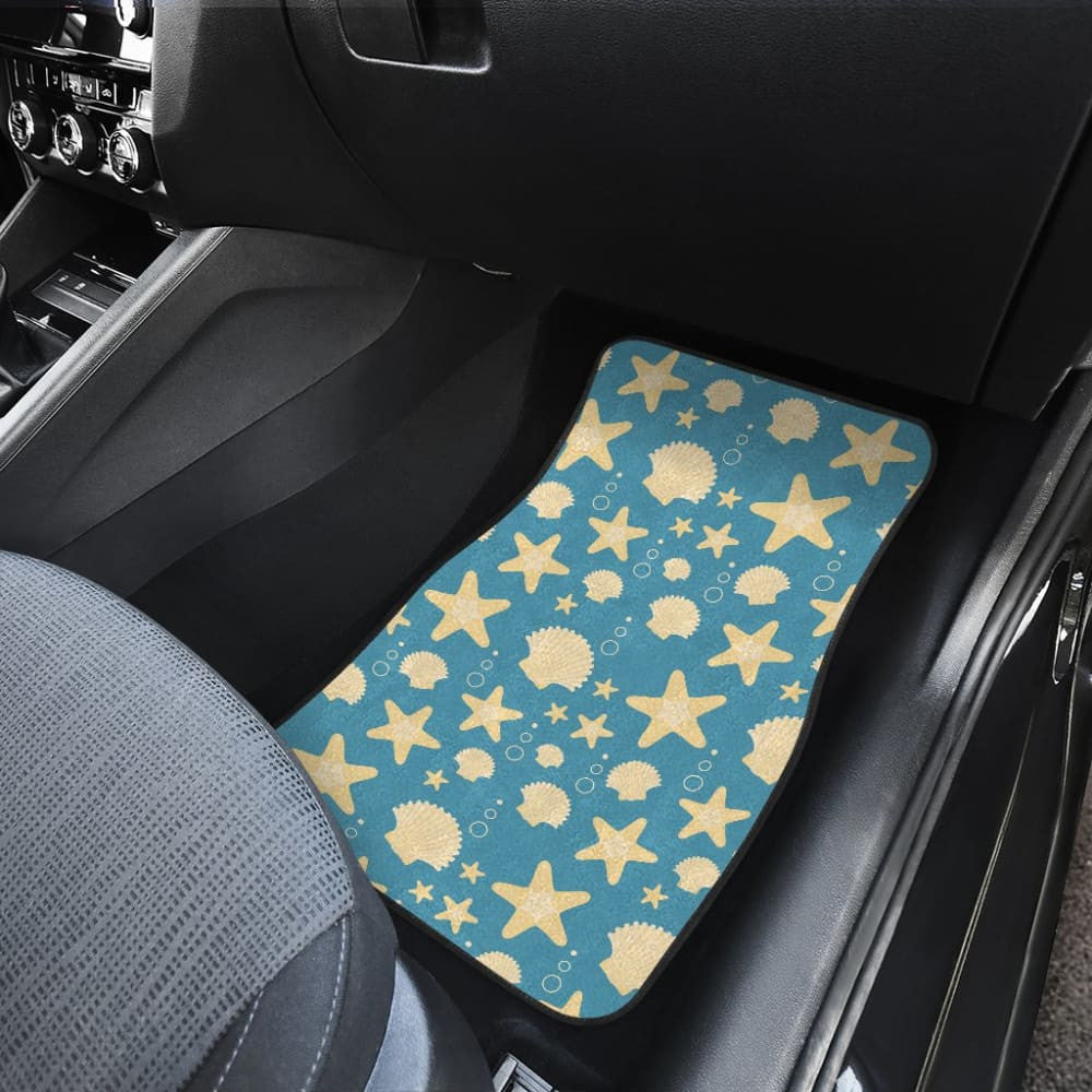 Blue With Sea Shell Pattern Car Floor Mats