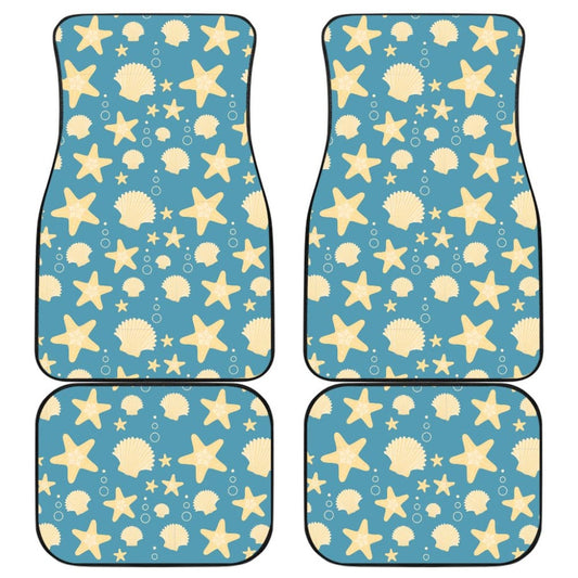 Blue With Sea Shell Pattern Car Floor Mats