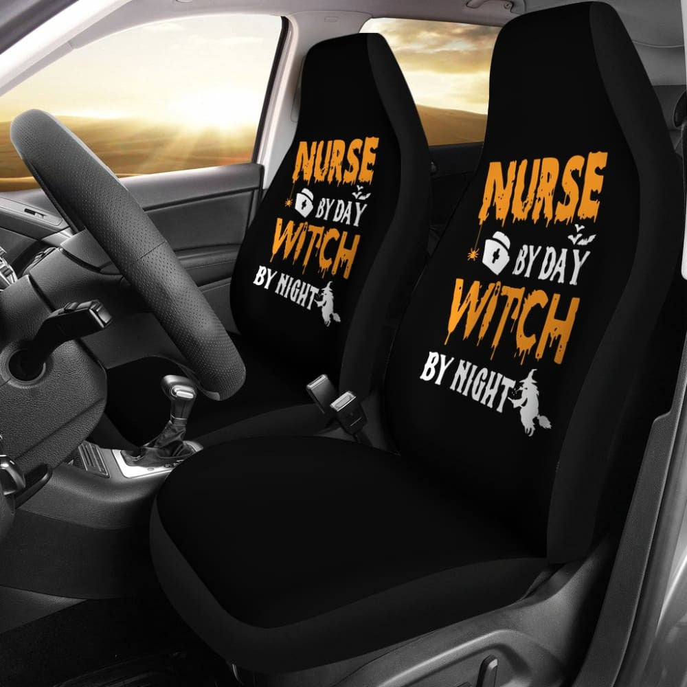 Nurse By Day, Witch By Night Halloween Gift Car Seat Covers
