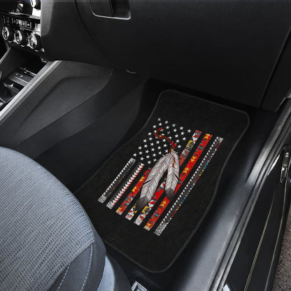 Native Feather American Flag Car Floor Mats Accessories