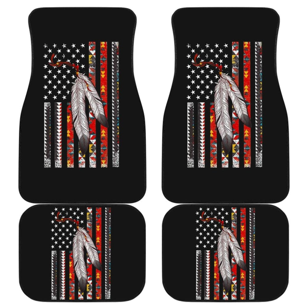 Native Feather American Flag Car Floor Mats Accessories