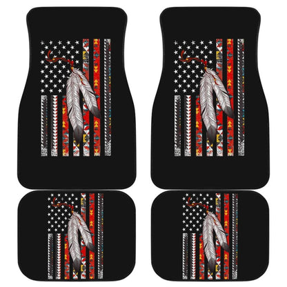 Native Feather American Flag Car Floor Mats Accessories