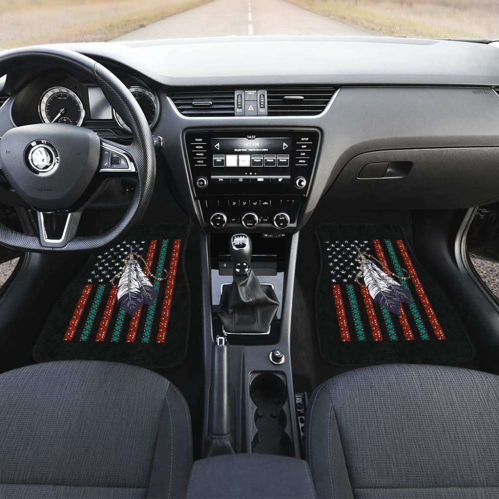 Native Feather American Flag Design Car Floor Mats