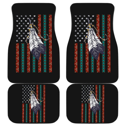 Native Feather American Flag Design Car Floor Mats