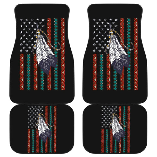 Native Feather American Flag Design Car Floor Mats