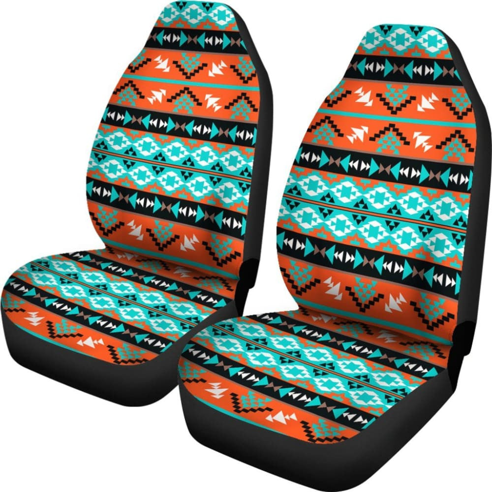 Orange & Blue Aztec Car Seat Covers