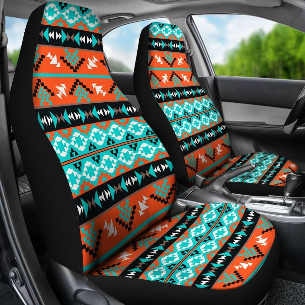 Orange & Blue Aztec Car Seat Covers
