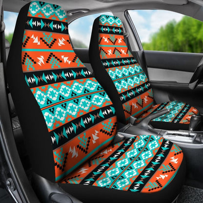 Orange & Blue Aztec Car Seat Covers