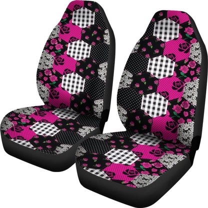 Hot Pink Shabby Chic Patchwork Quilt With Roses Style Car Seat Covers