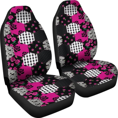 Hot Pink Shabby Chic Patchwork Quilt With Roses Style Car Seat Covers