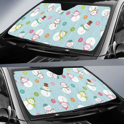 Cute Snowman Snowflake Pattern Car Auto Sun Shades