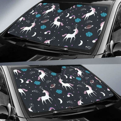 Unicorn Rainbows Moon Clound Star Pattern Car Auto Sun Shades