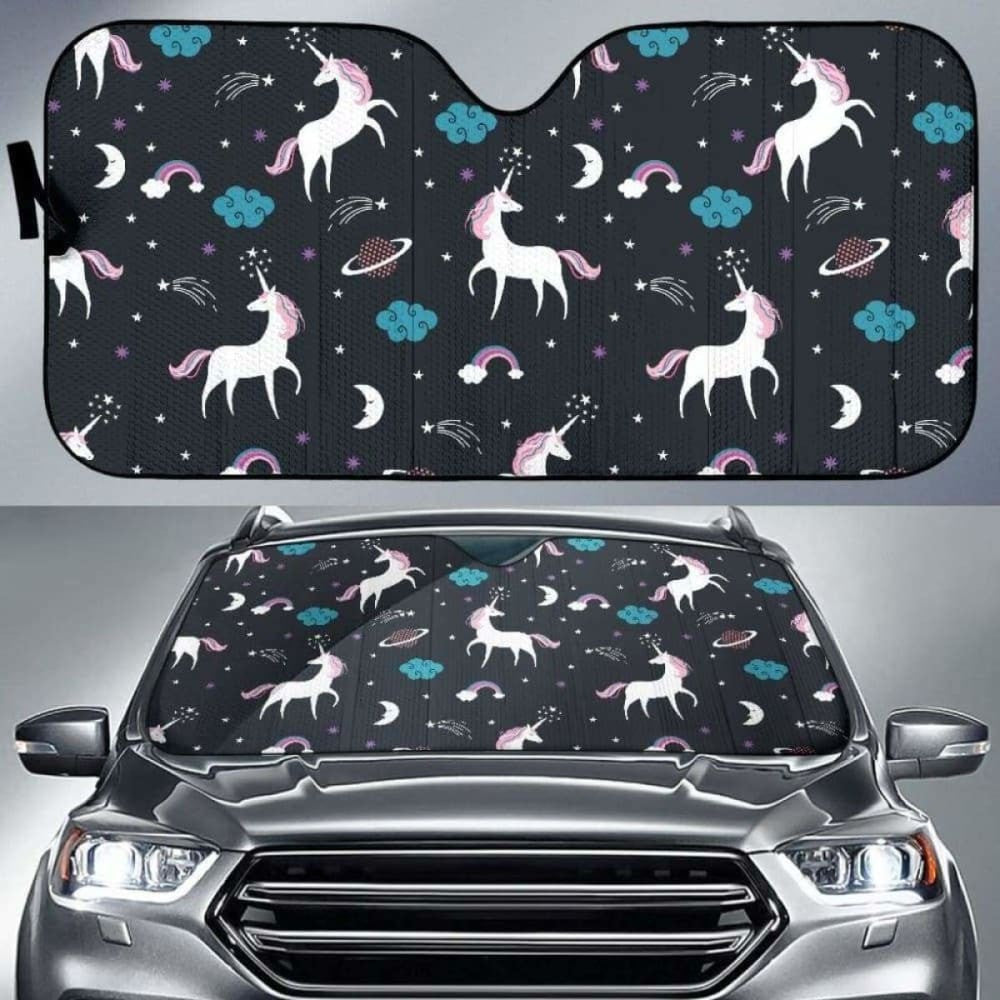 Unicorn Rainbows Moon Clound Star Pattern Car Auto Sun Shades