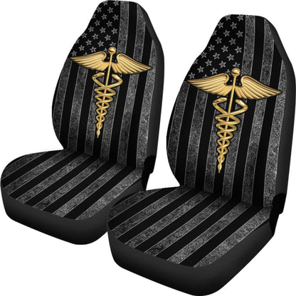 Patriot Nurse Thin Grey Line American Flag Car Seat Covers