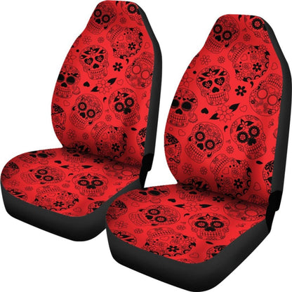 Red & Black Sugar Skull Car Seat Covers