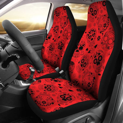 Red & Black Sugar Skull Car Seat Covers