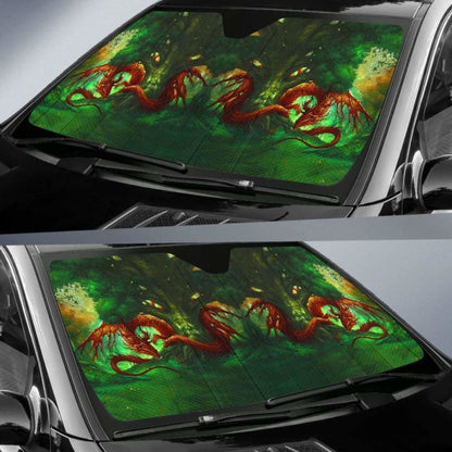 Celtic Mythology - Celtic Dragon With Green Man And Deer Auto Sun Shades