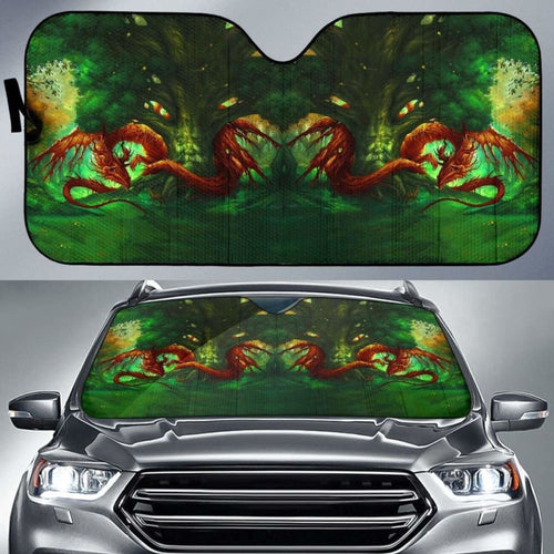 Celtic Mythology - Celtic Dragon With Green Man And Deer Auto Sun Shades
