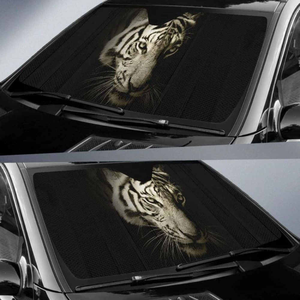 White Tiger Dark Hd Car Sun Shade