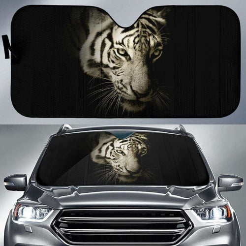 White Tiger Dark Hd Car Sun Shade