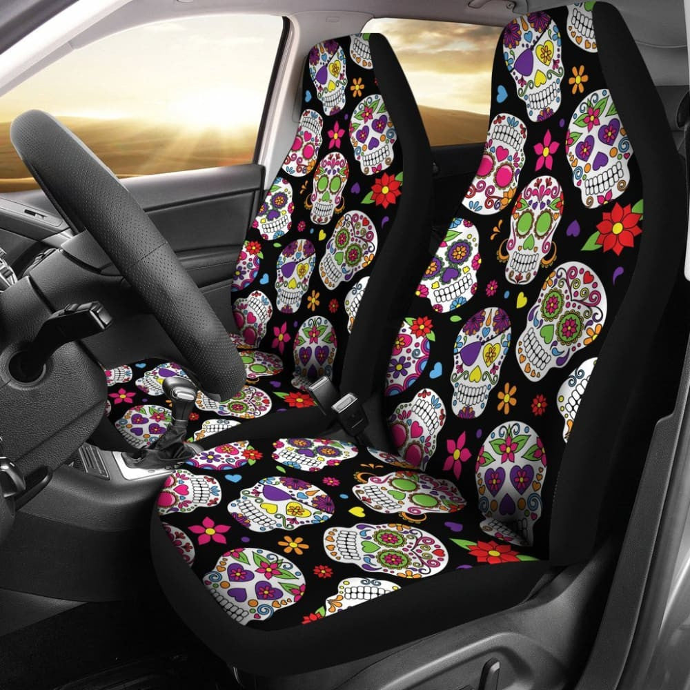 Colorful Sugar Skull Car Seat Covers